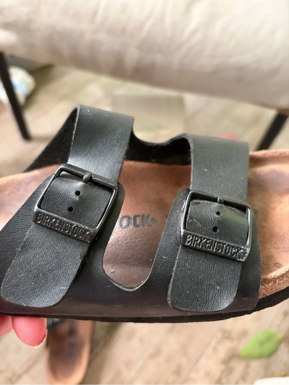 Birkenstock Black Leather Double Strap Slide Sandals Women’s Size 7